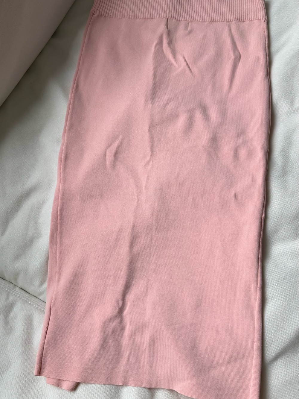 Vici Blush Pink Midi Knit Pencil Skirt